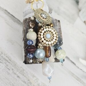 Handmade Cream Vintage Purse Charm / Keychain